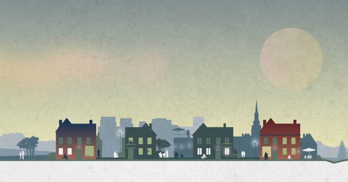 Stadssiluett av Krook och Tj&auml;der