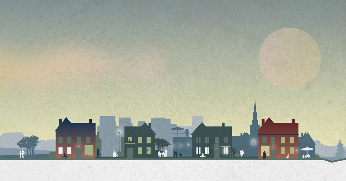 Stadssiluett av Krook och Tj&auml;der