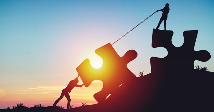 pusselbit, m&auml;nniskor, berg