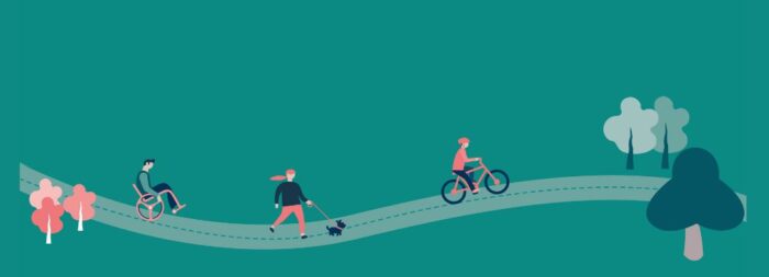 cyklist, g&aring;ende, promenera, cykla