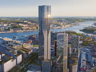 Mobilitetstj&auml;nster i Karlastaden i G&ouml;teborg med Karlatornet. Bild fr&aring;n Serneke.