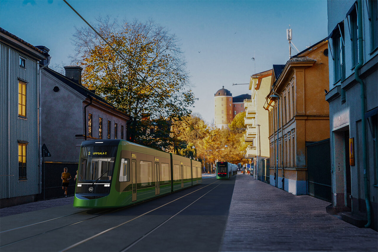 Bild: B&auml;verns gr&auml;nd sp&aring;rvagn i olika riktning, LundbergDesign