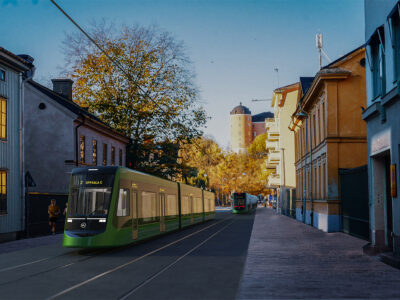 Bild: B&auml;verns gr&auml;nd sp&aring;rvagn i olika riktning, LundbergDesign